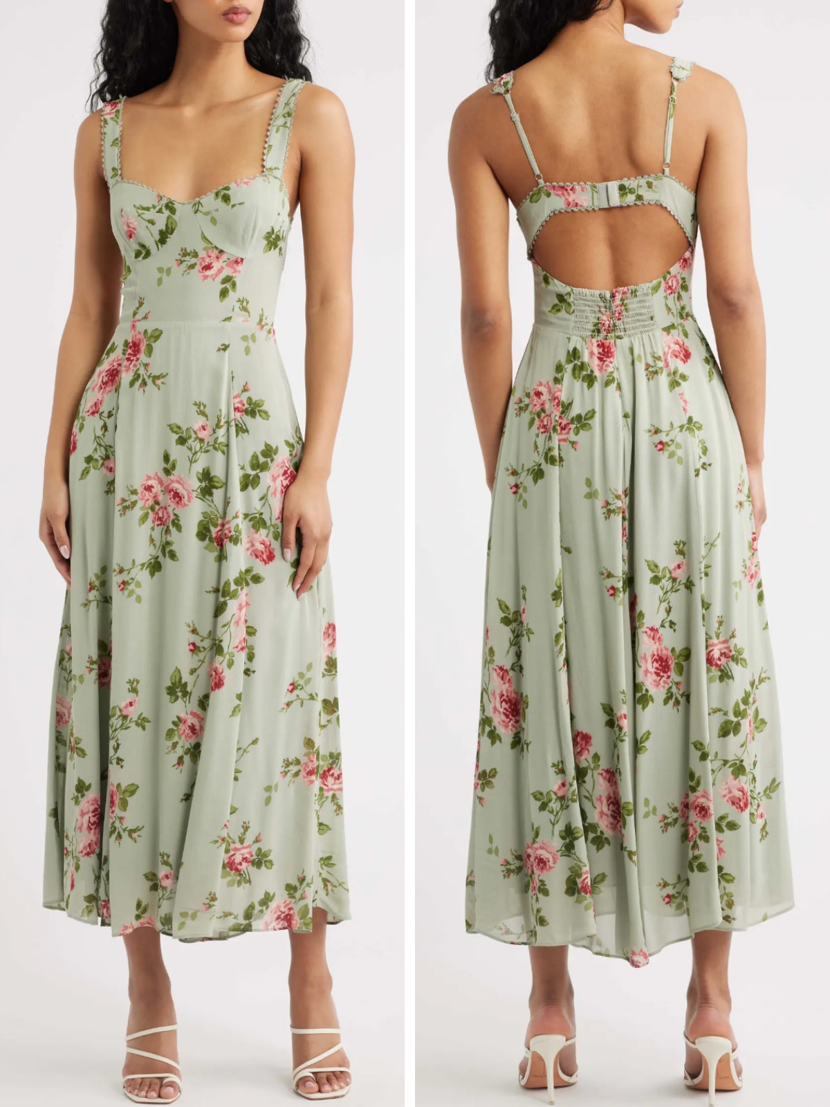 Reformation Lela Floral Print Midi Dress In Chorus Size 2 New